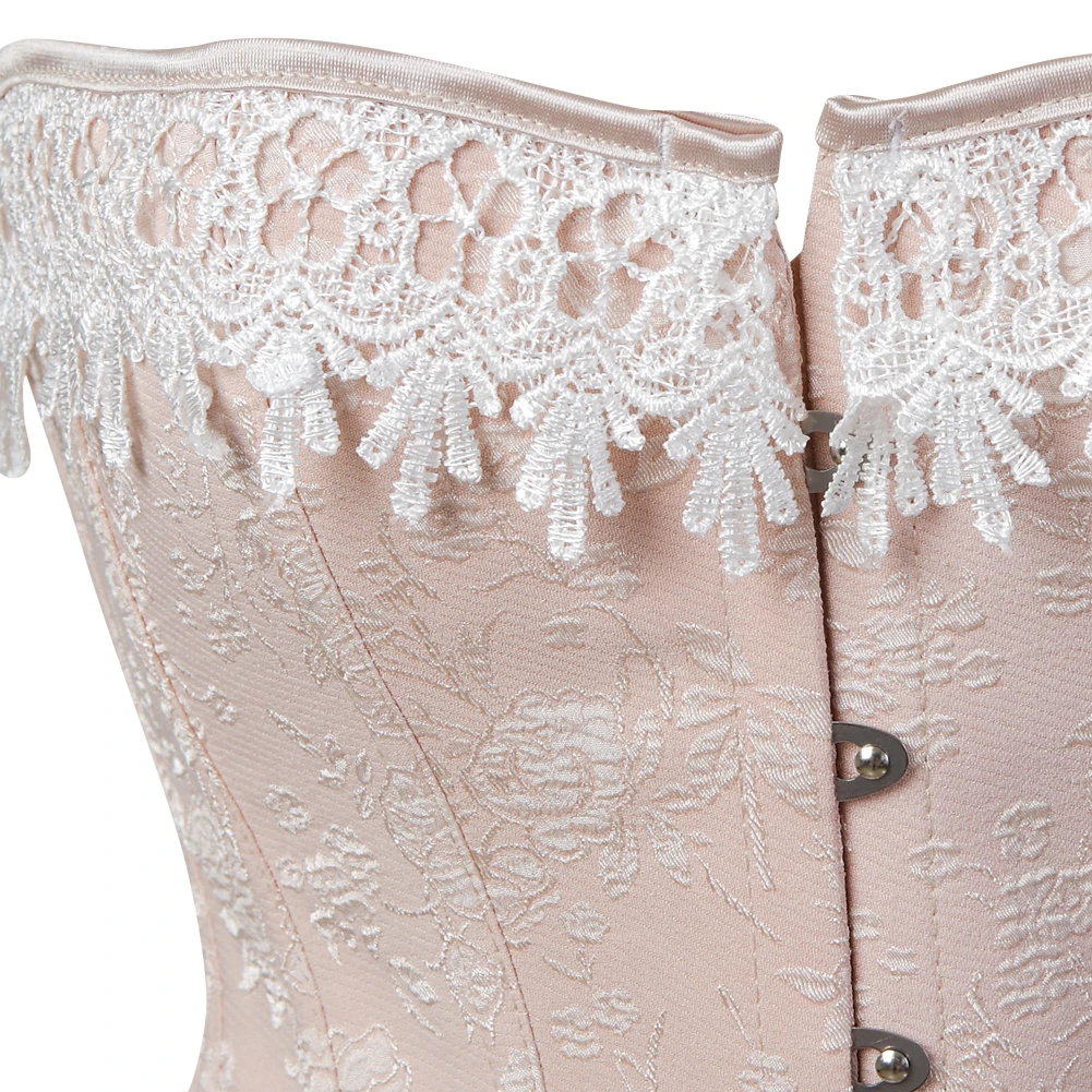 Women Corset Jacquard Overbust Lace Up Boned Corsets Carnival Brocade Vintage Bustier Bridal Corselet Wedding PartyCostumes