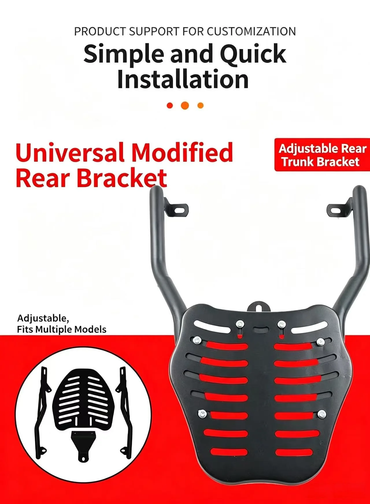 Rear Luggage Rack Carrier Multifunction Rear Luggage Storage Rack Carrier Shelf Durable Professional Motorcycle Rear Fender Rack