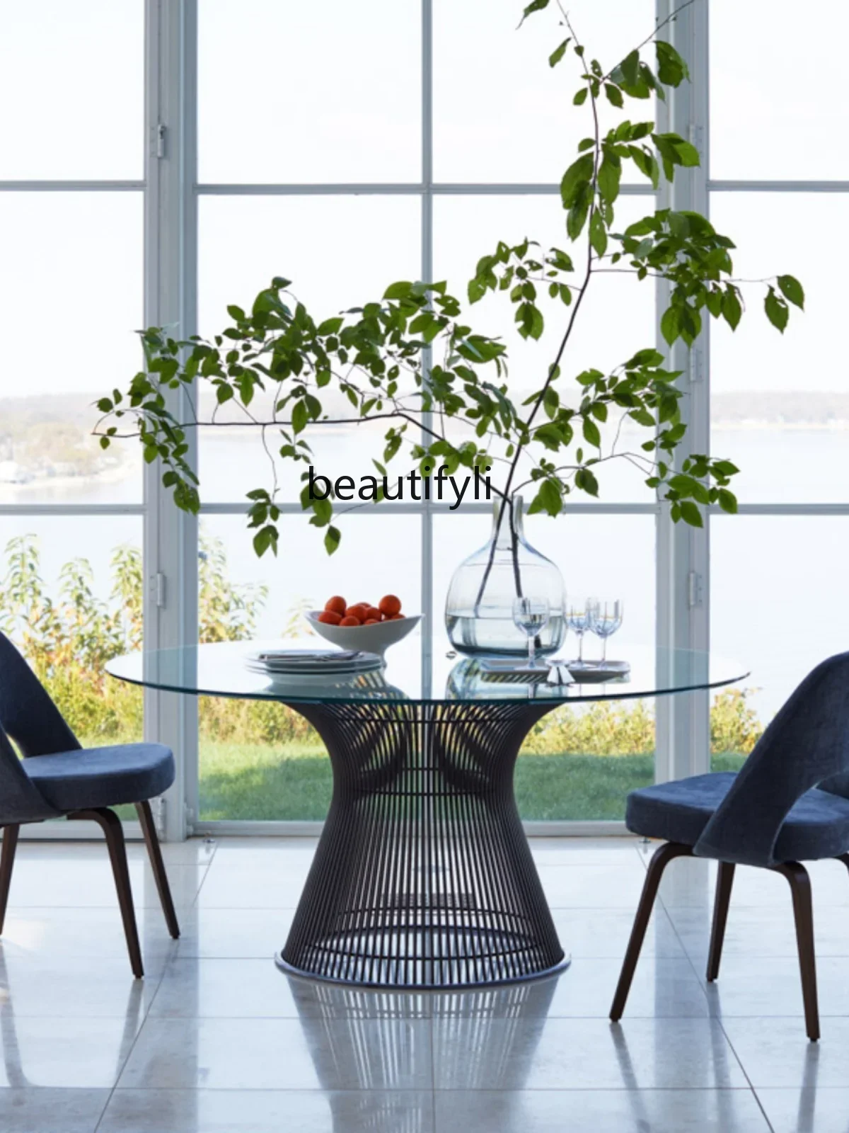 X Coffee Chair Coffee Table Hardware Leisure Chair Outdoor round Table Glass Facet