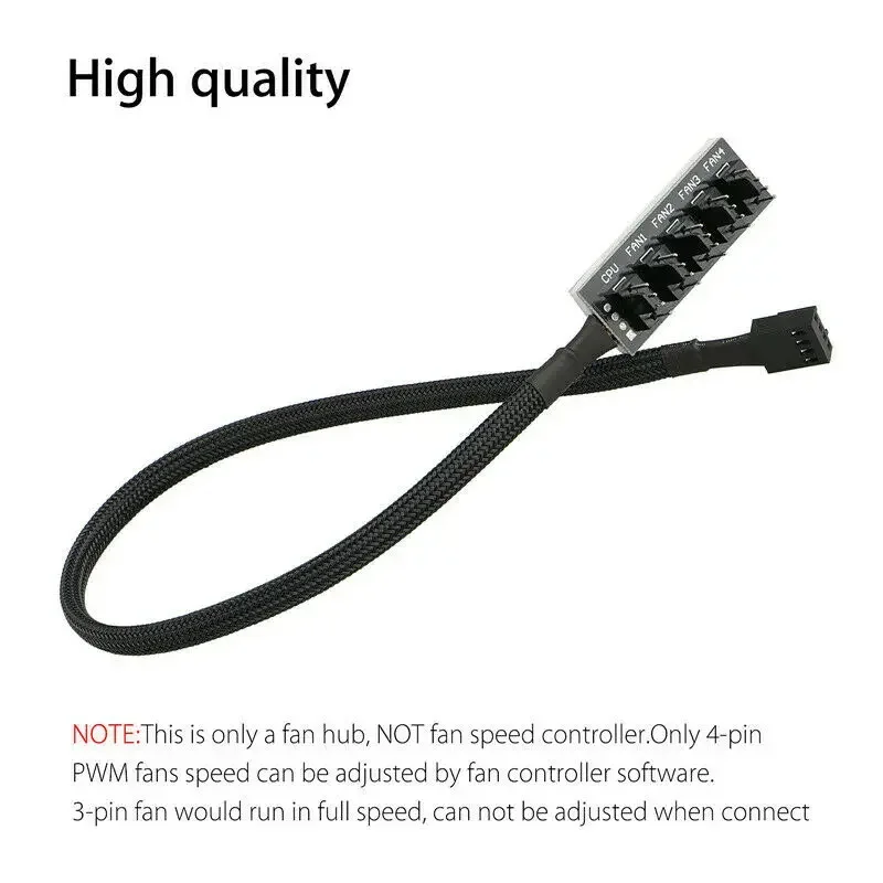Details about 5-Port PC 4-Pin PC PWM CPU Cooling Fan Splitter Hub Adapter Braided Cable PWM Fan Hub
