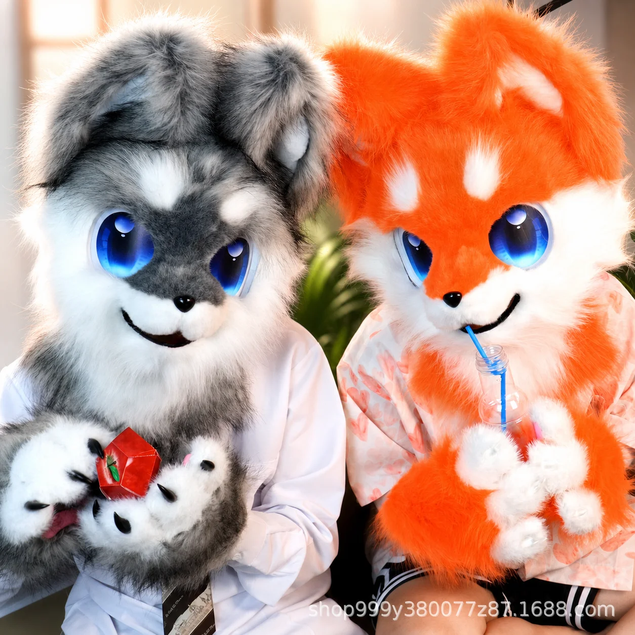 Fursuit Dog Head Black White Wearable Furry Cosplay Anthro Fursuit Props For Furry Convention For Adult Furry Enthusiasts
