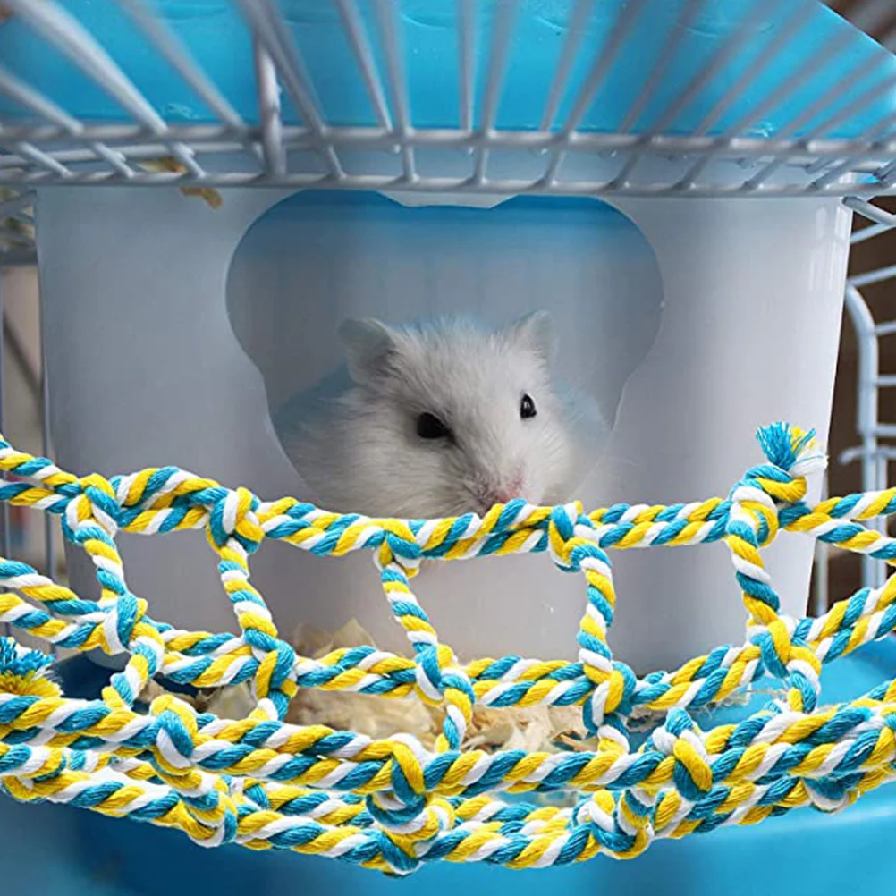 

2Pcs Colored Woven Climbing Net Hanging Pet Hammock Net for Hamster Parrot Squirrel Reptile Durable Active Resting