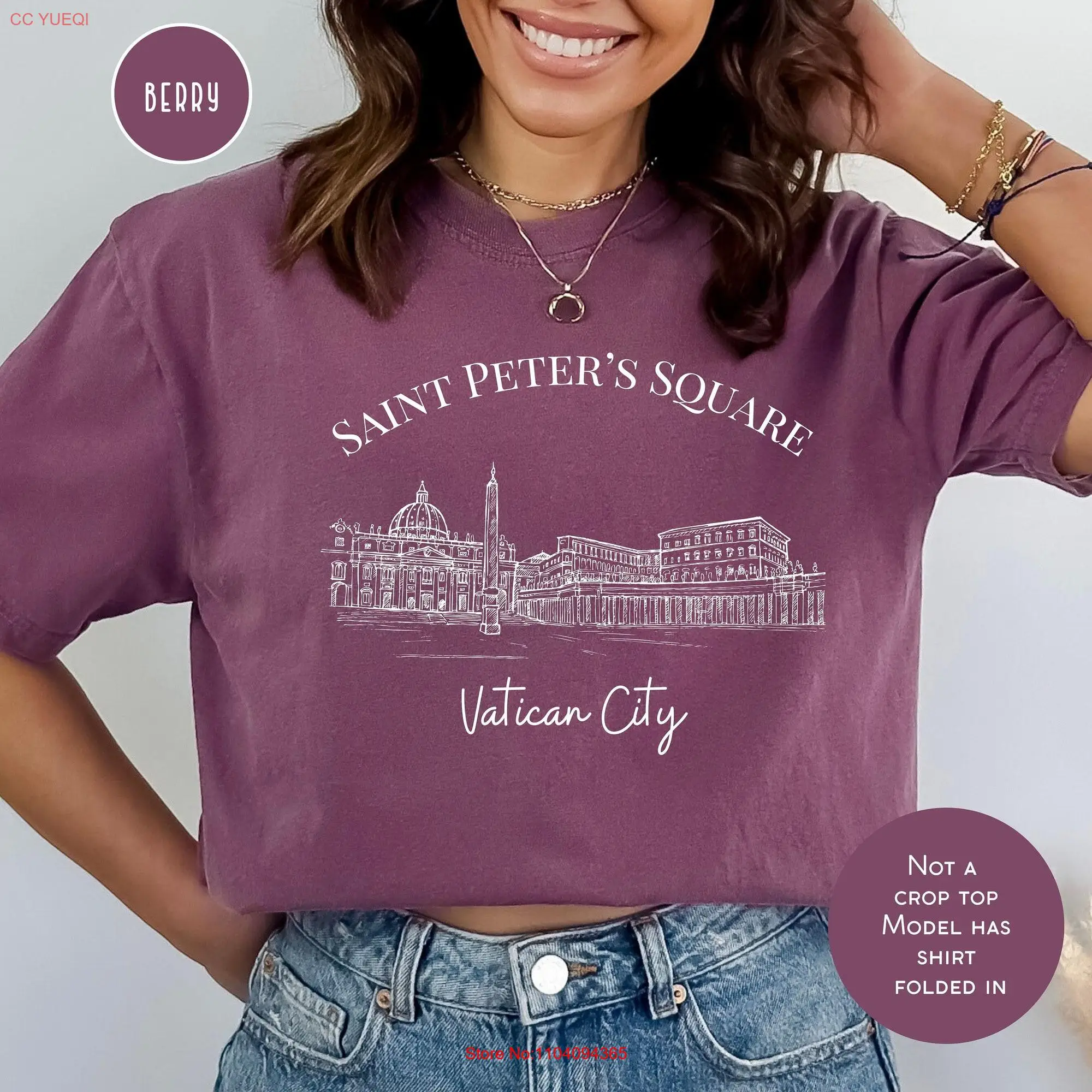 Saint Peter's Square Comfort Colors T Shirt Vatican City GifT Rome Vacation St Basilica Italy long or short sleeves