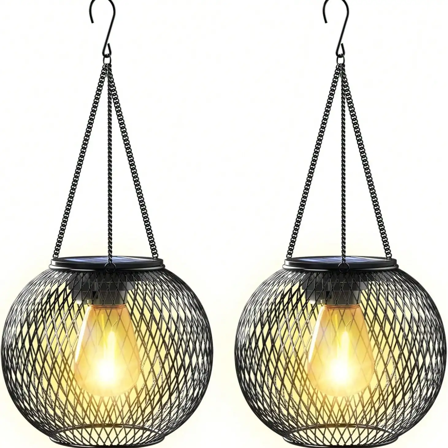 فانوس معلق بالطاقة الشمسية: معدن قديم، مصباح LED مقاوم للماء، خطاف، ديكور الحديقة/الفناء/الشرفة