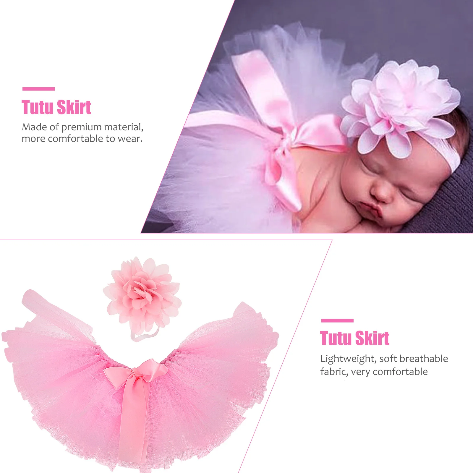 

2Pcs Infant Tutu Skirt Set Newborn Baby Photography Outfit Bunny Skirt Headband First Birthday Cake Smash Costume