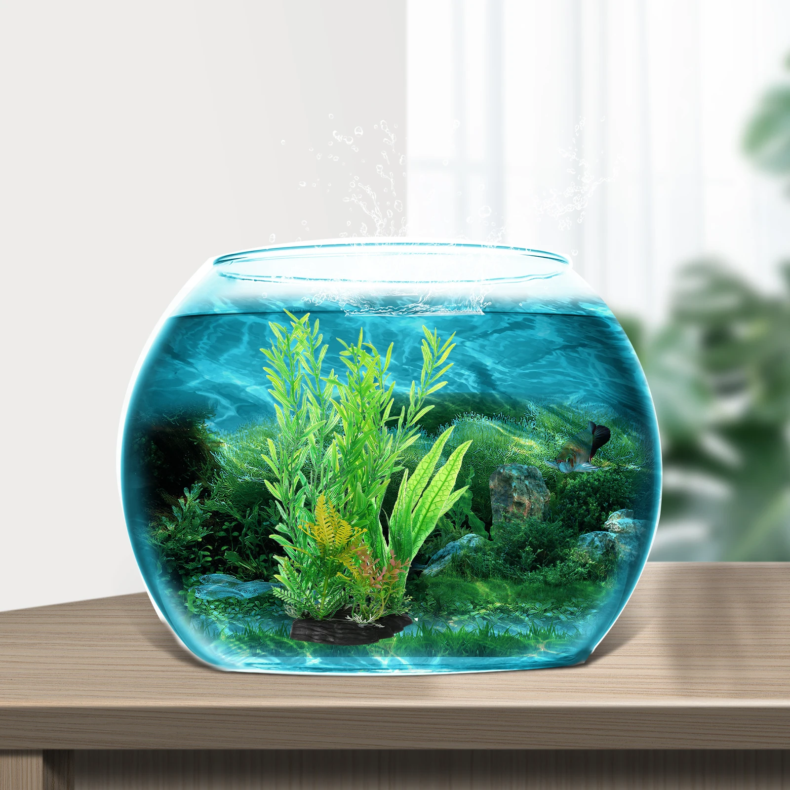 

2 Pcs Artificial Aquarium Plants Decorative Fish Tank Landscaping Accessories Realistic Fake Plant Desktop Decor