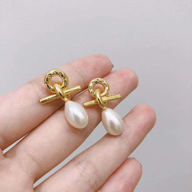 

Zirconia Natural Pearl OT Chain Earrings Women Jewelry Punk Party Runway Classic Gothic Korean Japan Hiphop Top Fancy