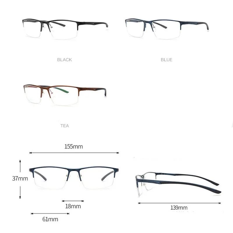 HDCRAFTER 155mm Man Glasses Frame Wide Face Half RimTitanium Customized Prescription Eyeglasse Opticals Myopia Reading Frames