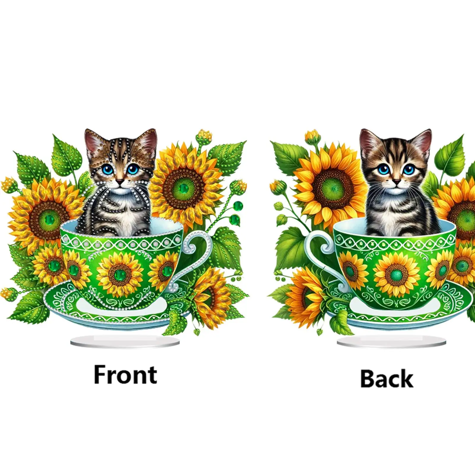 

2D Алмазная мозаика DIY с плоским принтом «Кошка в чашке» для декора рабочего стола