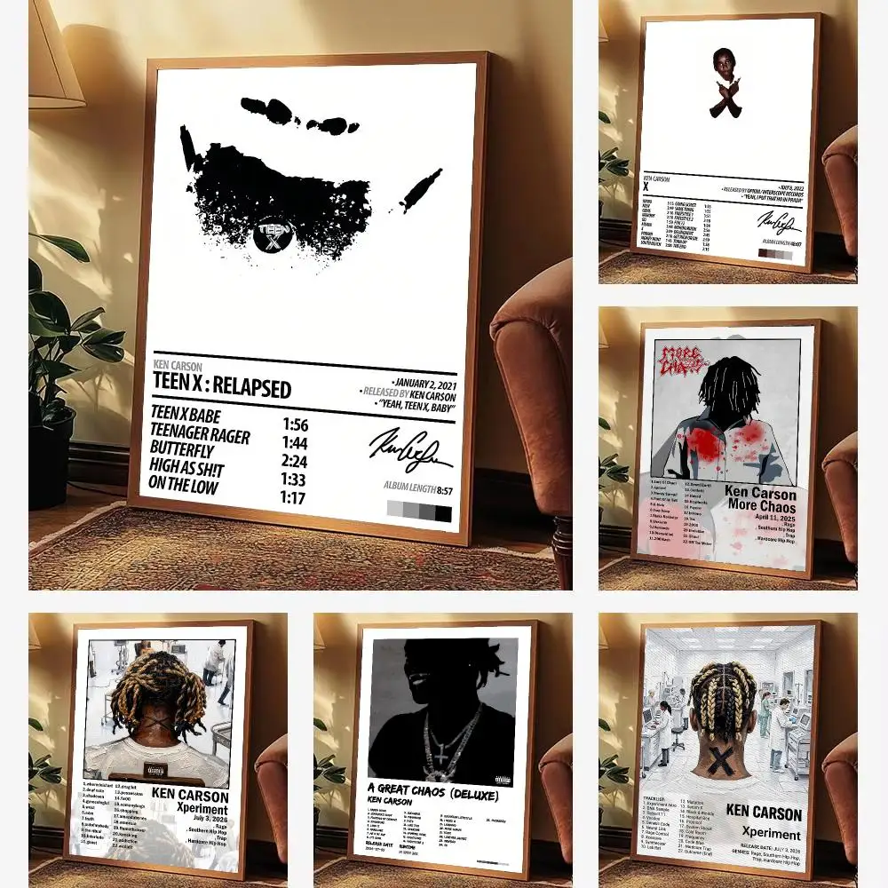 Singer Trap K-Ken Carson Poster Aesthetic Wall Art Print for Living Room Bedroom Study Office Café Home Decor Stylish Gift