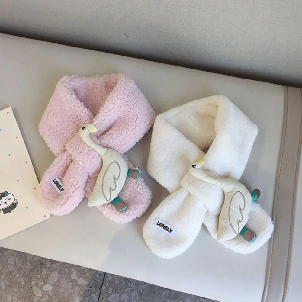 Fashion Warm Kids Winter Scarf Thick Lamb Fleece Scarf Cartoon Soft Children Cross Neckerchief Baby Boys Girls