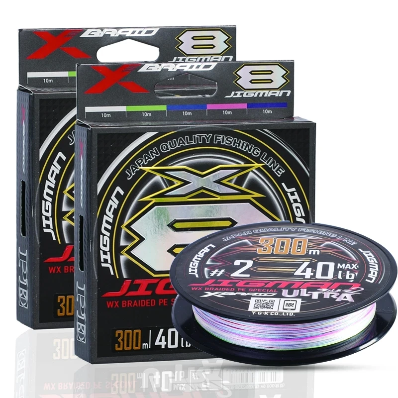 YGK-Upgrade X8 Braid Jigman Ultra PE Fishing Line, Multicolored High Strength, Ocean Fishing Line, Made in Japan, 200m, 300m