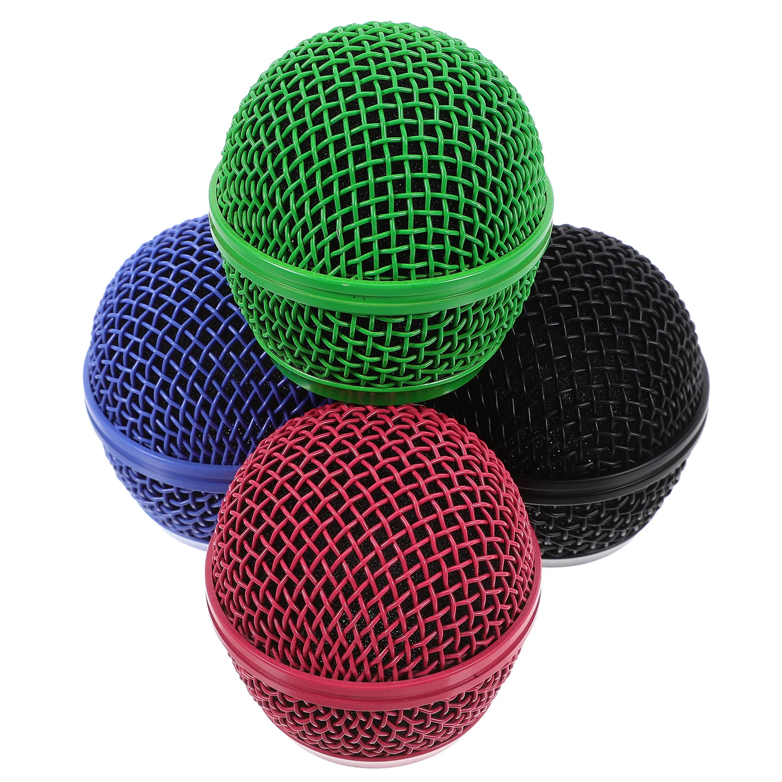 4 قطع من شوايات الميكروفون المعدنية البديلة لرأس الشواية الشبكية المتينة وغطاء ميكروفون ملون لتقليل الضوضاء متوافق مع Shure #3