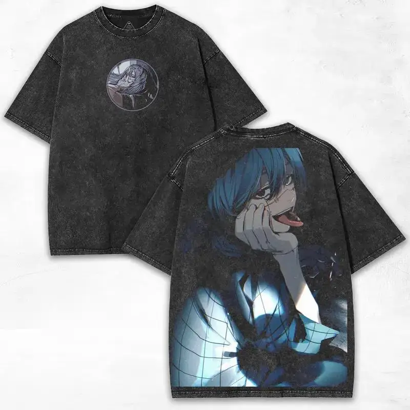 Hot Anime Jujutsu Kaisen Mahito Print T-shirt Men Short Sleeve Clothing Cotton Tshirt Retro Washed T Shirt Harajuku Manga Tops