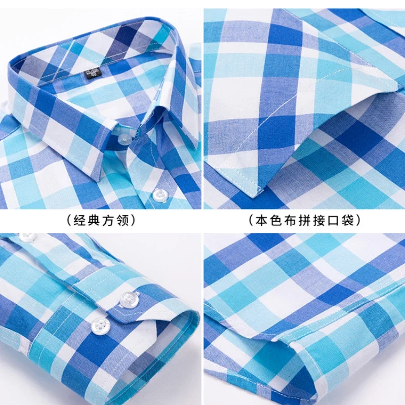 2023 spring and autumn new style young and middle-aged men\'s pure cotton long-sleeved shirts fashionable plaid casual non-iron