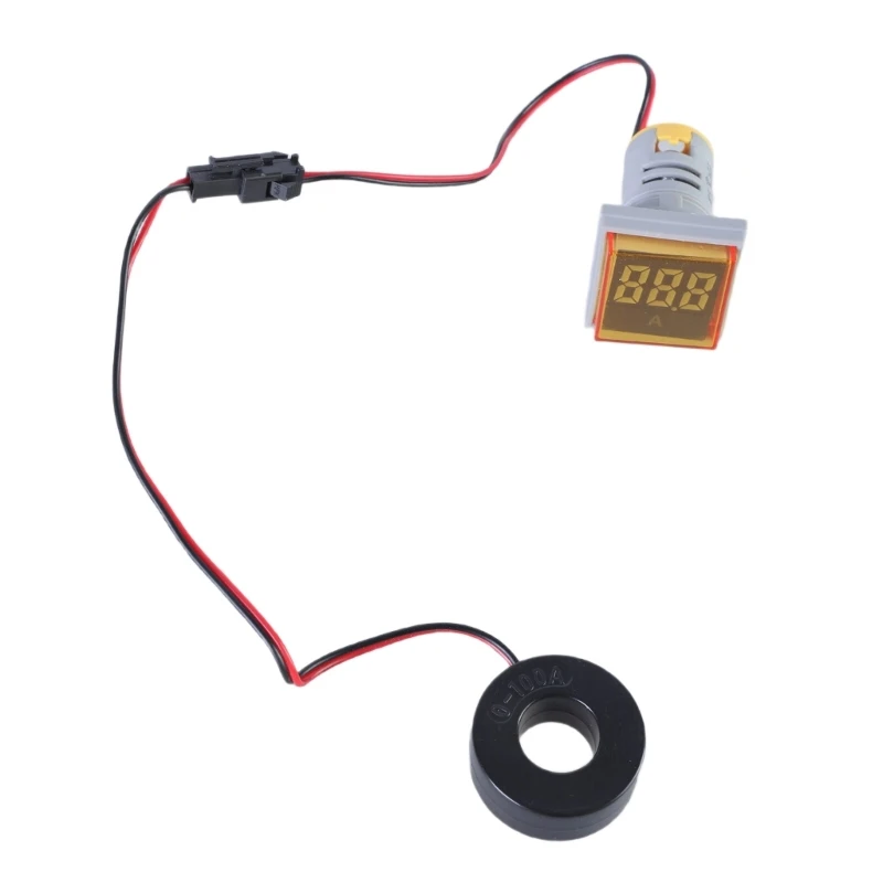 22mm Square Head Current Tester Gauge Digital Ammeter AC100A Current Meter LED Backlit Screen 0-100A Current Detector