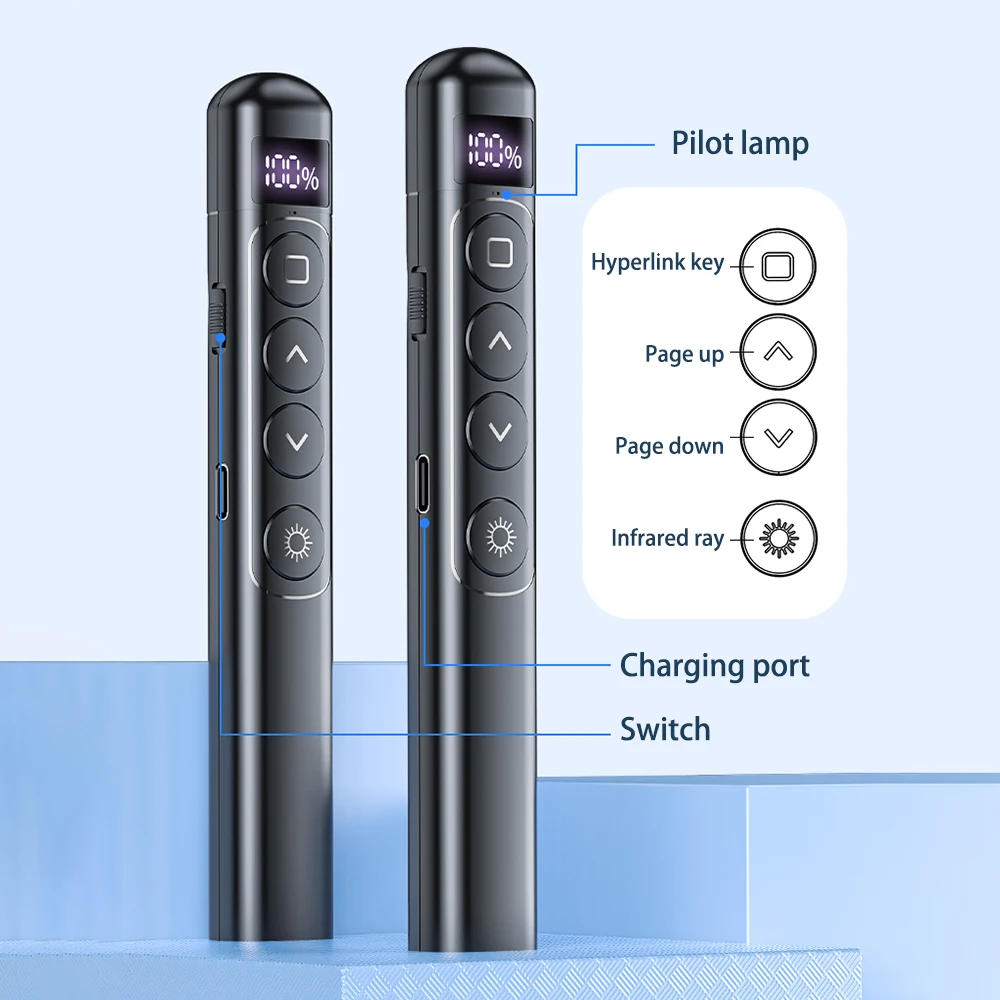 Wireless Presenter Red Laser Page Turning Pen 2.4G Volume Remote Control PPT Presentation USB PowerPoint Pointer Mouse