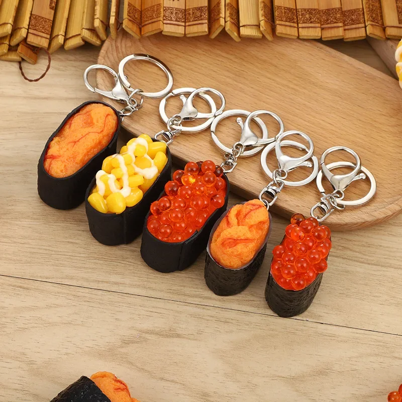 Portachiavi Sushi creativo giapponese moda simulazione fai da te cibo Sushi giapponese fotografia decorazione borsa auto ciondolo regalo bigiotteria