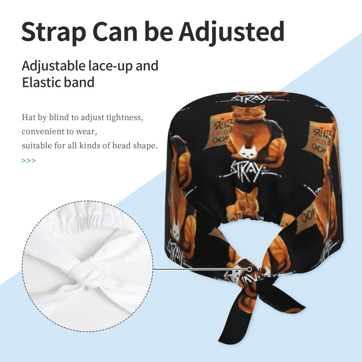 Stray Cat Game 0 Scrub Hat Doctor Working Surgical Cap Unisex Adjustable Nursing Caps for Dentist
