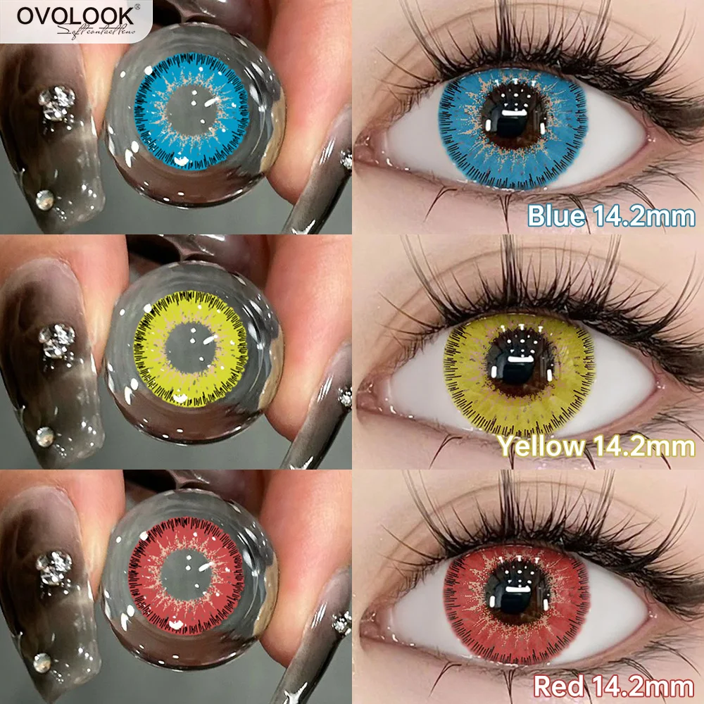 

OVOLOOK-2PCS/1Pair Halloween COSPALY Series Colorful Lenses for Eyes Colored Cosmetic Contact Lenses Crazy Lens for Yearly Use