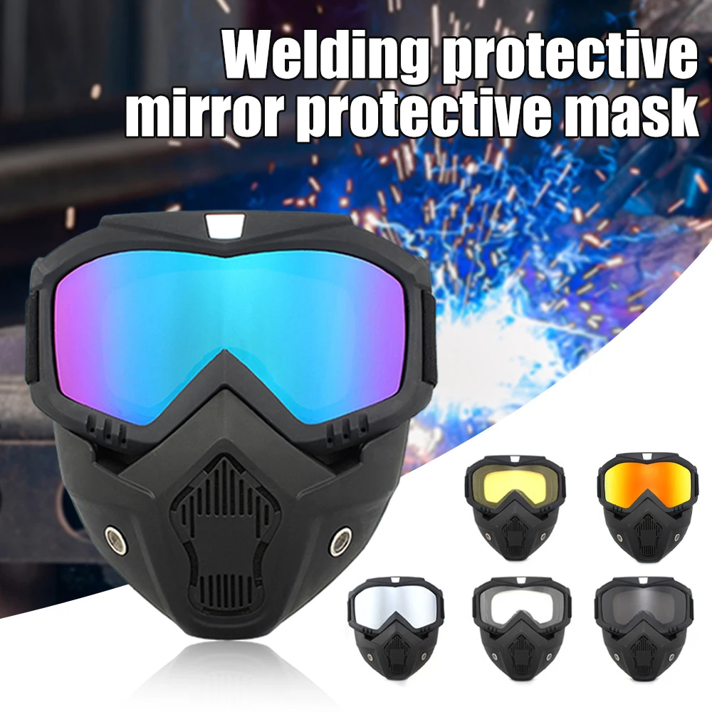 Welding protective visor Removable protective goggles Head-mounted welding helmet UV-protective lenses