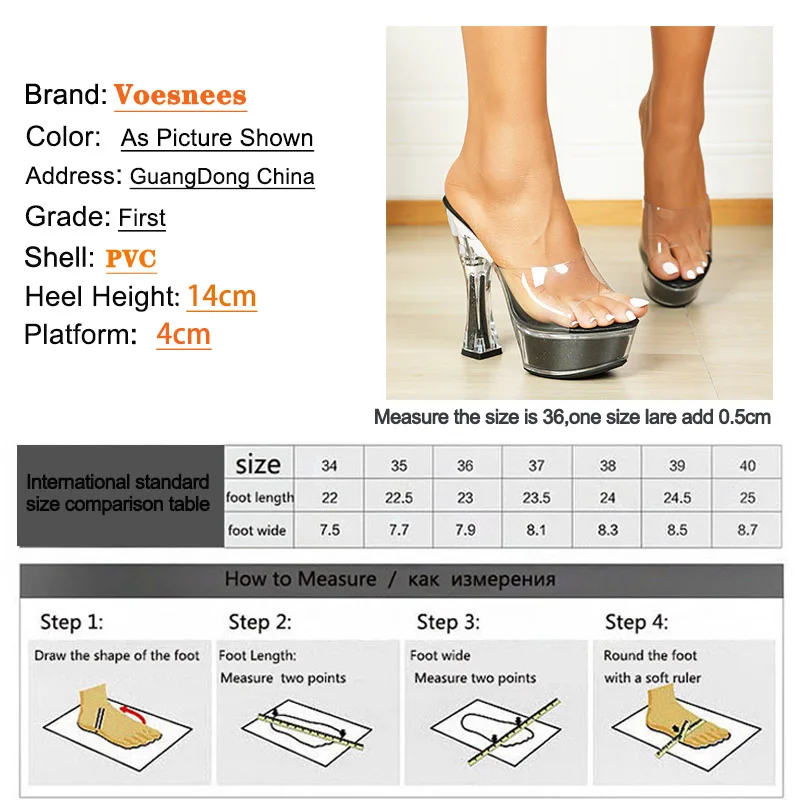 Summer Shoes For Women 2023 New Transparent PVC Sandals Outdoor Crystal Cool Slippers 14CM Waterproof Platform Slide High Heels