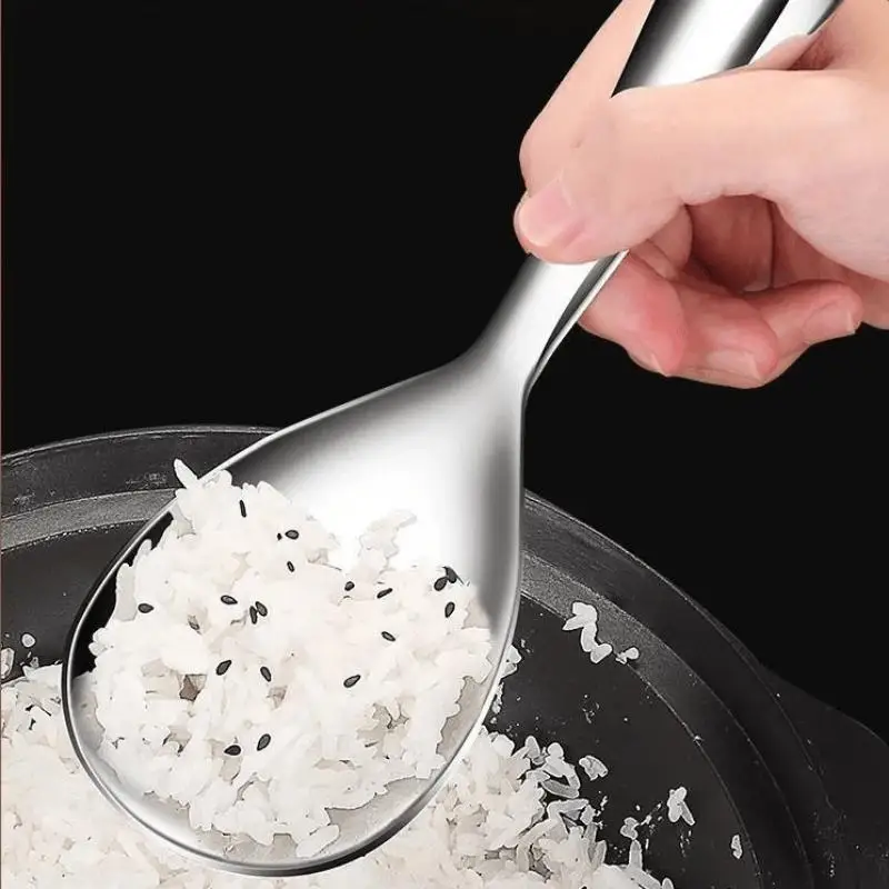 1/2Pcs Japanese Style Long Handle Rice Cooker Spatula Buffet Serving Scoop Thicken Stainless Steel Rice Spoon Kitchen Utensils
