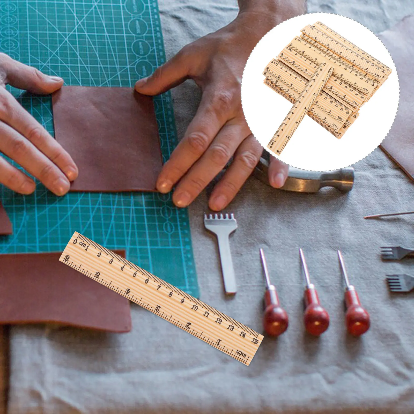 

30Pcs 15Cm Wooden Ruler Set Double Scale Straight Measuring Tool Educational Math Aid for School Office Home Artists Architects