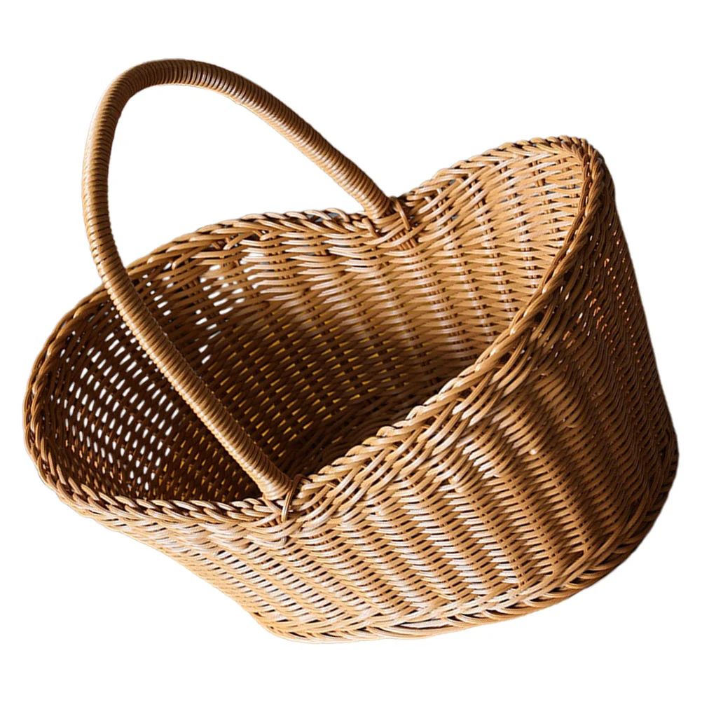 

Portable Woven Gift Basket With Handle Storage Baskets Decorative Basket Woven Crafts Basket Flower Arrangement Supply Wedding