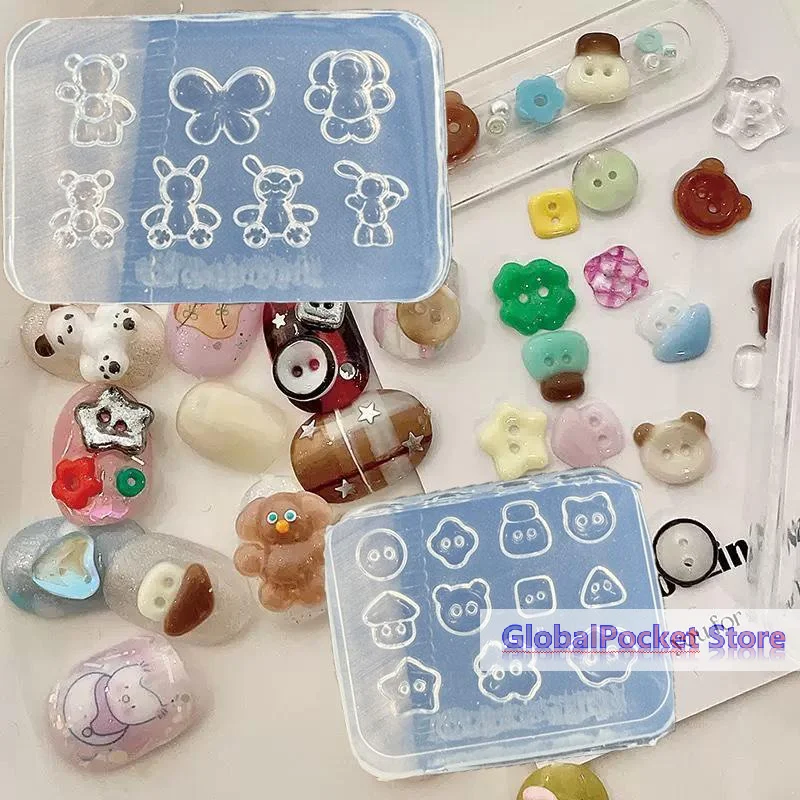 [TG823]1/2Pcs New-style Nail Art Button Mold For Hand-applied Nail Decorations, Featuring Zoo Animals Such As Bears And Rabbits.