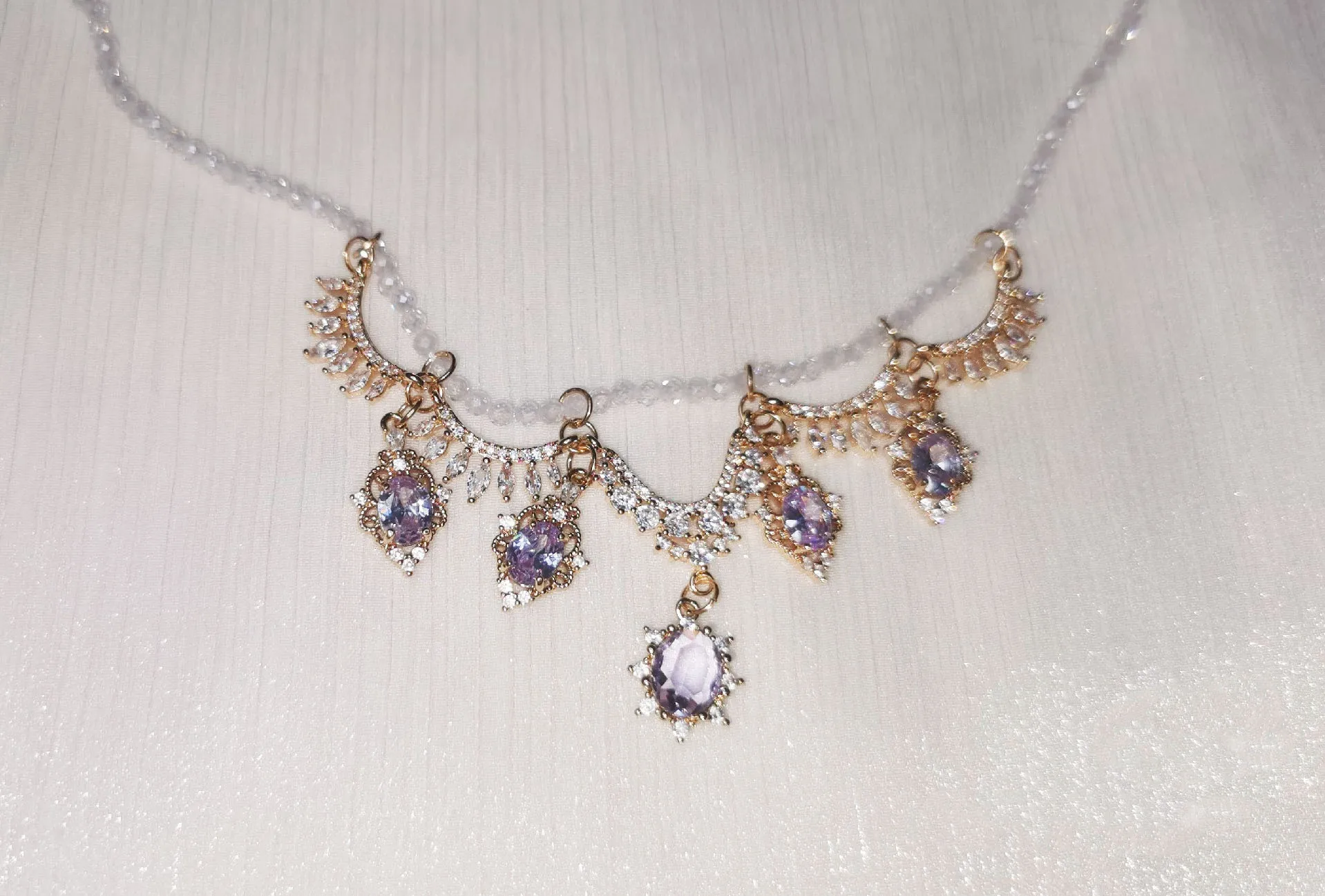 Women's jewelry fashion purple zircon necklace free shipping