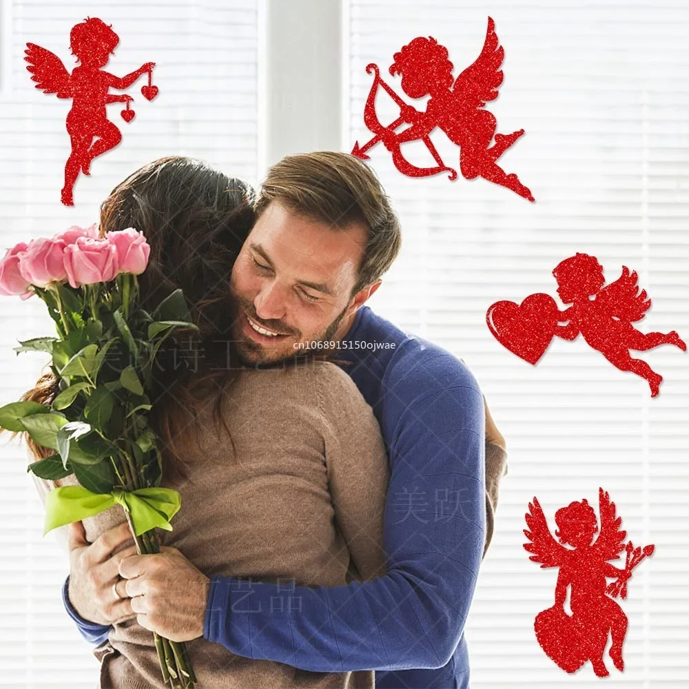 8 قطعة بريق عيد الحب اللباد بقع للعصا على الحرف DIY بها بنفسك الشعر القوس طفلة الاطفال اكسسوارات يزين الجدار الديكور