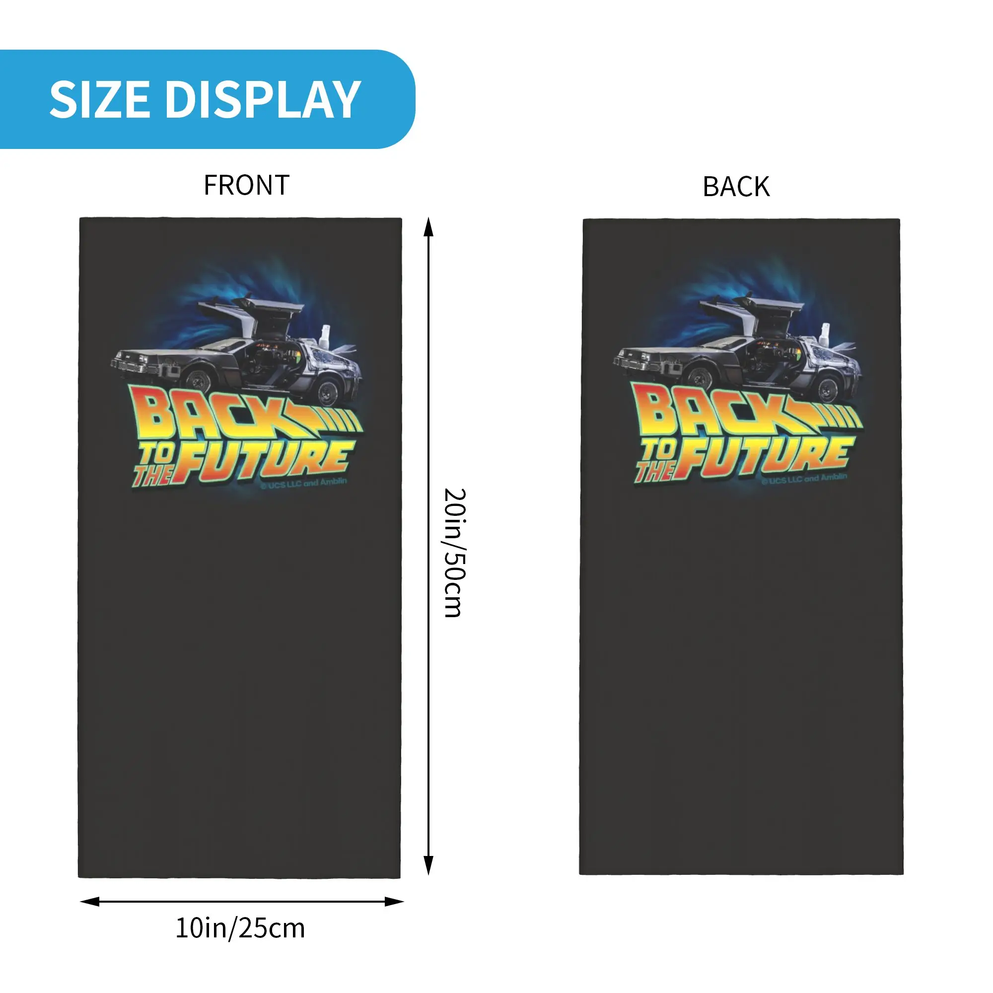 Back to the future movie Delorean in time Bandana Neck Cover Printed Mask Scarf Face Mask Hiking Fishing Unisex Adult Windproof