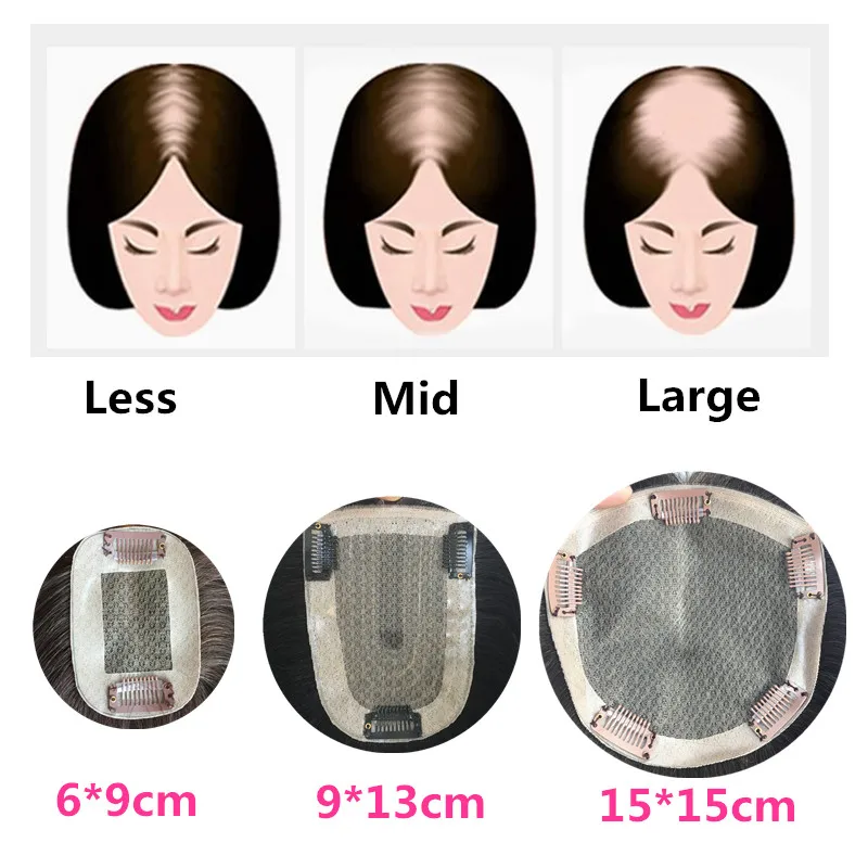 Vsrhair18Inch15*15 Hair Topper Silk Base 6*9 Large Lace Size Straight 150% Hand Tied Human Hair Topper For Hair Lose Women