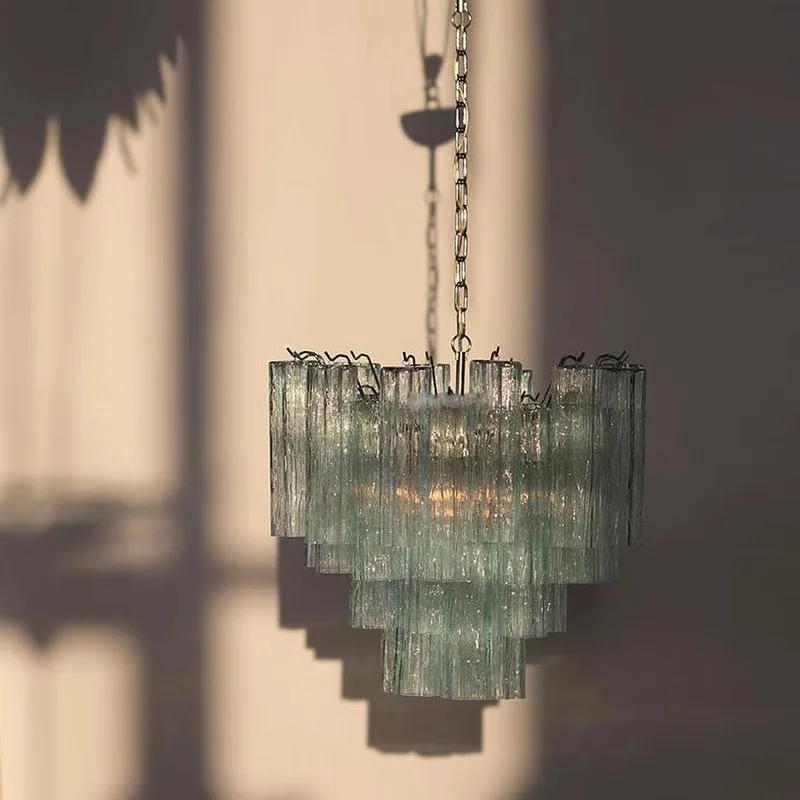 

Living room lamp light luxury medieval villa duplex staircase chandelier American glass master bedroom lamp dining room