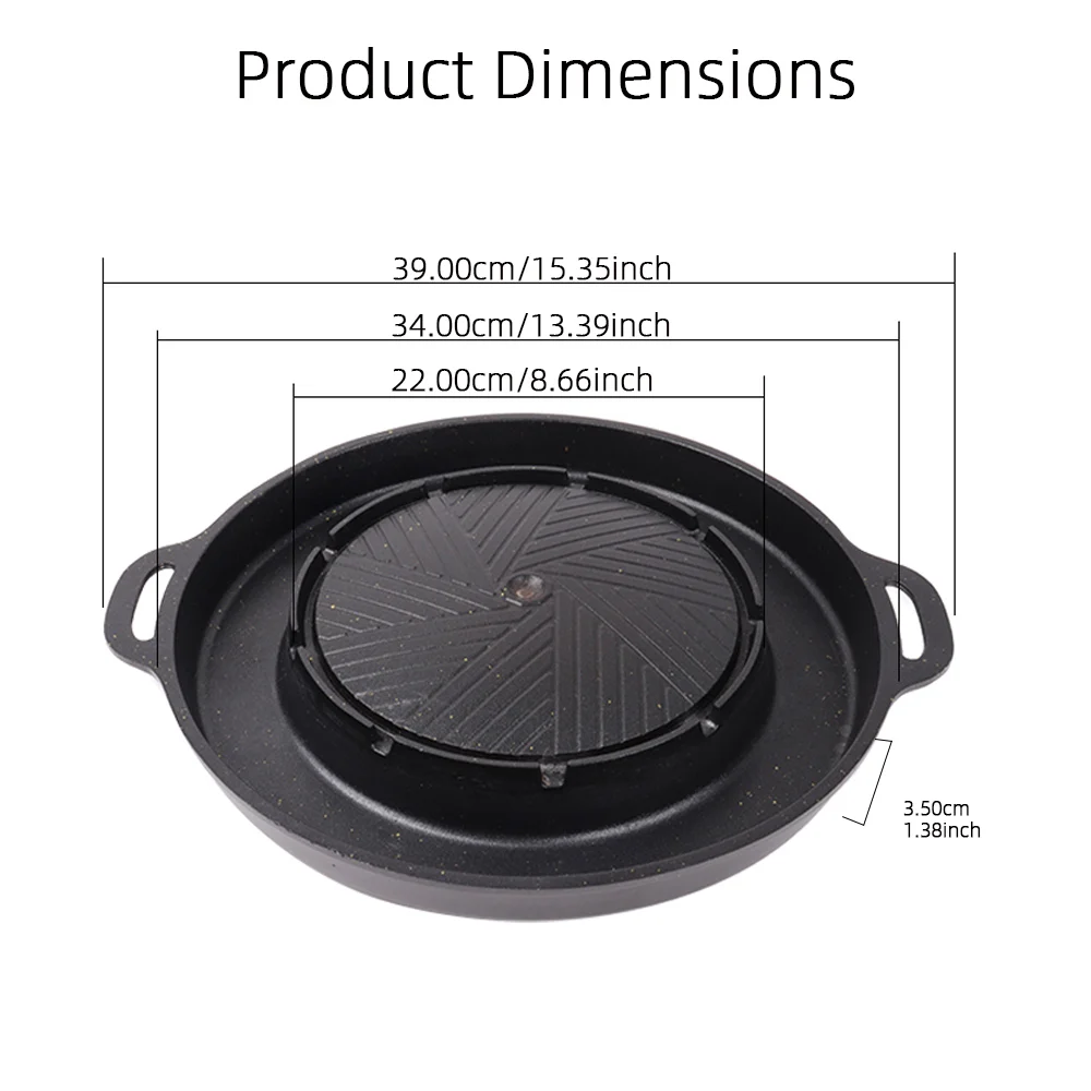 KOSUN Sartén para parrilla de barbacoa coreana 2 en 1, placa redonda para compartir barbacoa, para interiores y exteriores, equipo de acampada portátil, restaurante, 13 pulgadas