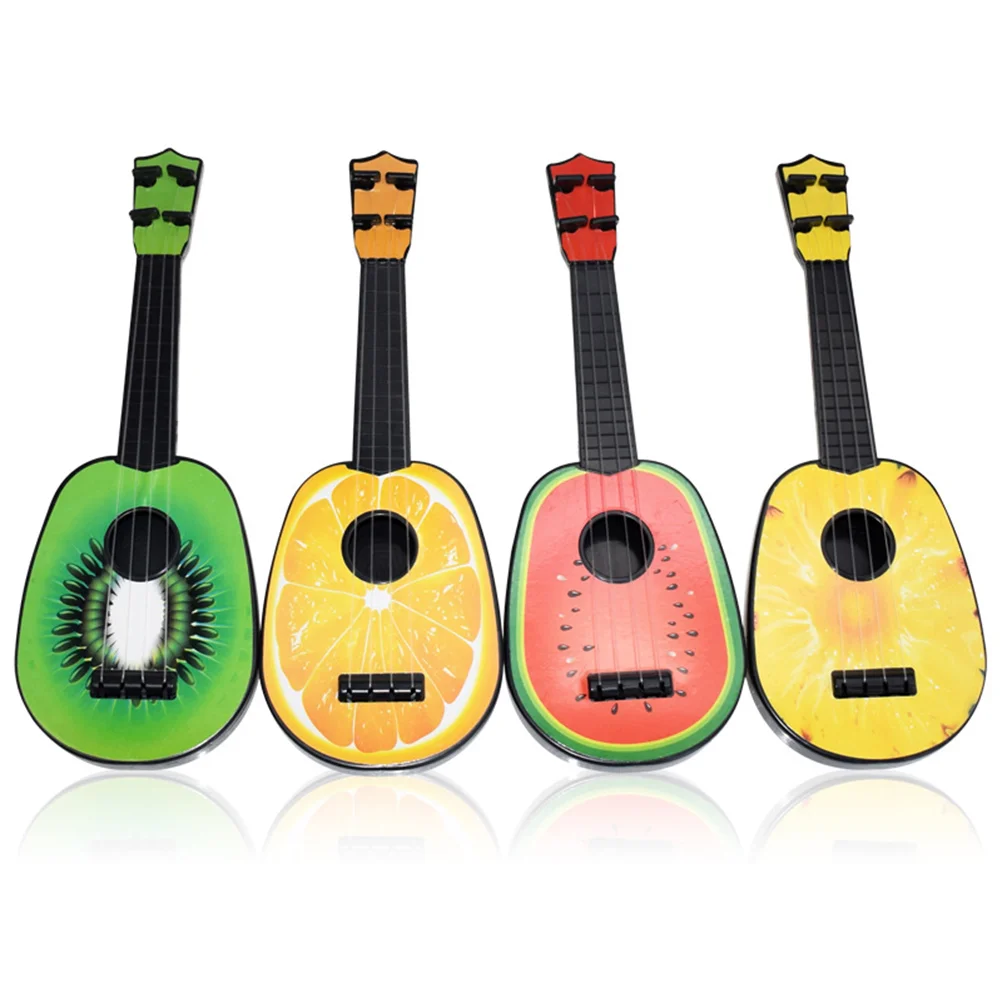 4 szt. Fortepian zabawki muzyczne gitara owocowa Mini instrumenty Ukulele może grać maluch