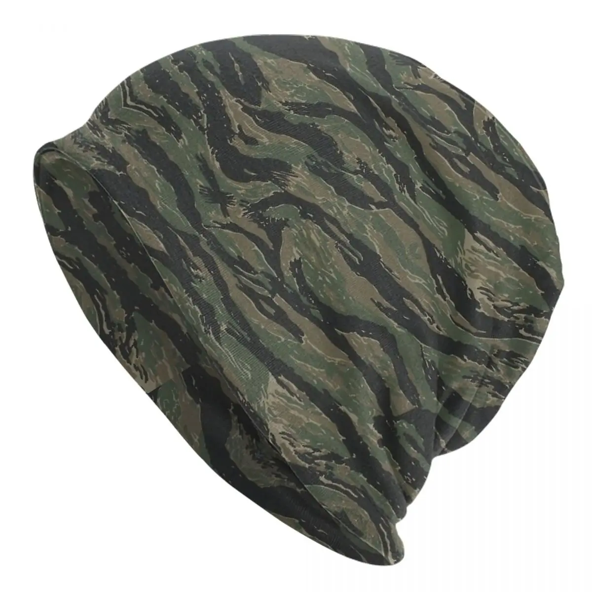 Tiger Stripes Camo Pattern Bonnet Hat Vintage Street Skullies Beanies Hats for Men Women Warm Thermal Elastic Caps