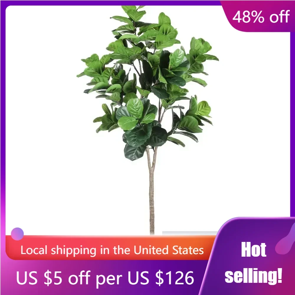 

Faux Fiddle Leaf Fig Tree 7ft Tall,Green Artificial Plant with 165 Large Leaves,Potted Fake Tree for Home Office Corner Decor