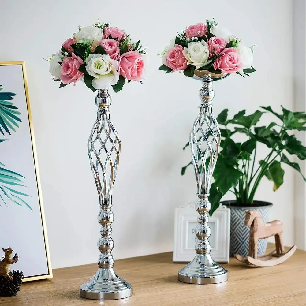 10 Stück Goldene Blumenvasen, Kerzenständer, Deko-Ständer für Hochzeiten, Partys, Events, Tischdekoration, Säulenkerzenhalter – Detail 6