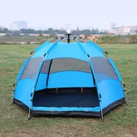 4 ~ 5 People Camping Tent Outdoor Fully Automatic Double-layer 6-corner Thickened Rainproof and Sunscreen Beach