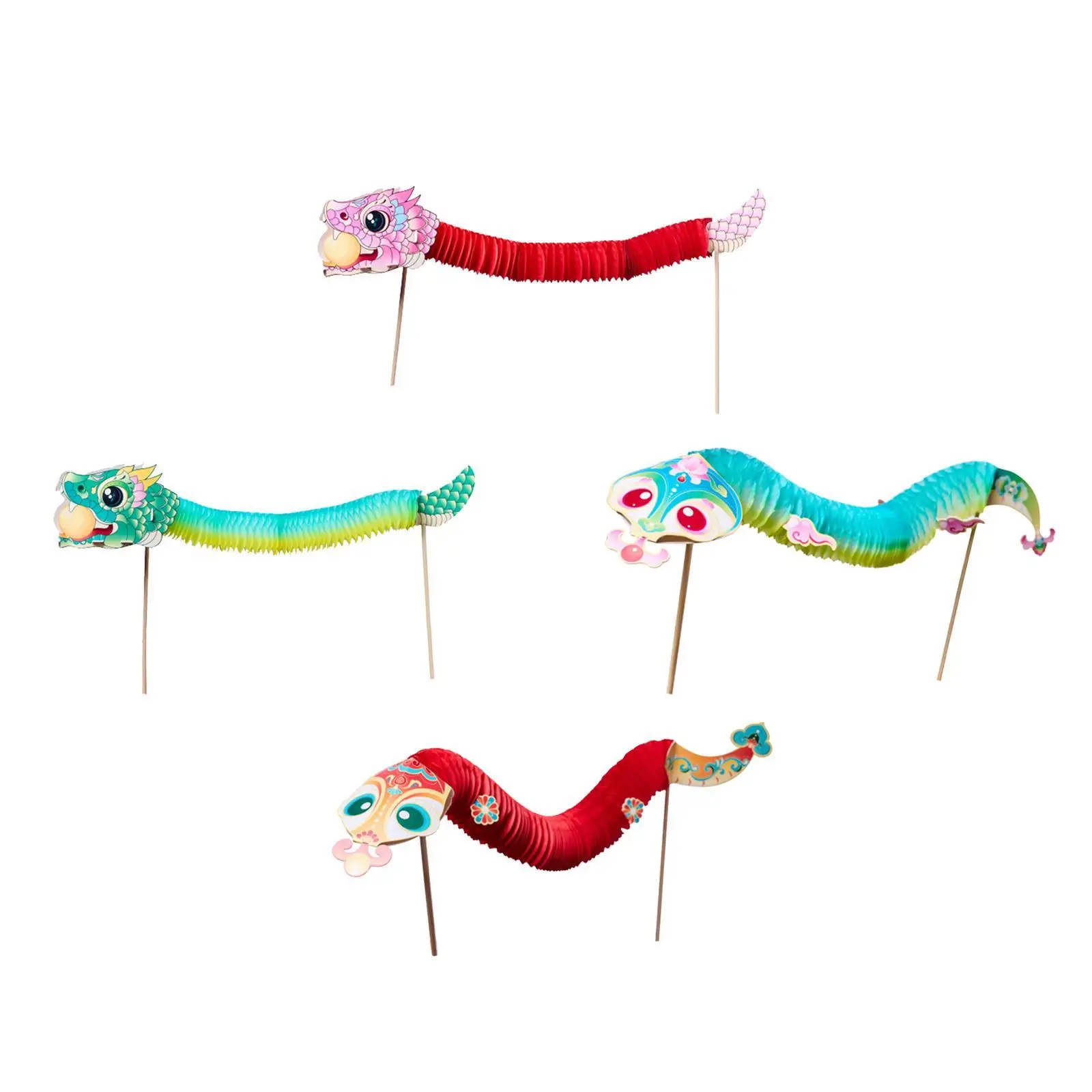 4 Pieces Chinese New Year Snake DIY Material Kits Boys and Girls Themed Party Interactive Toys Fun Child Gifts Educational Toys