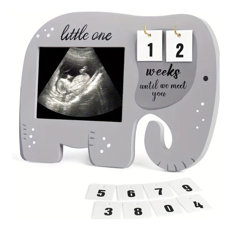 

Elegant Elephant Designed Photo Frame Pregnancy Announcement for New Parents