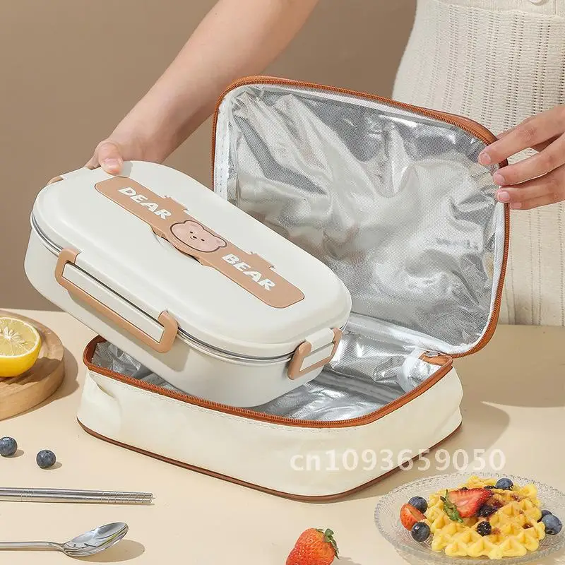 

Cartoon Portable Lunch Box Bag for Students Cold Insulation Aluminum Foil Thickened Camping Lunch Bag 1500 Capacity