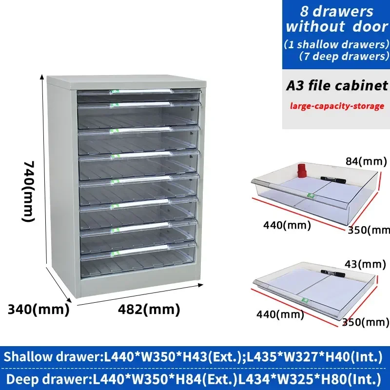 A3 Drawing Drawer Cabinet Plastic Drawer Steel Metal Storage File Drawing Paper