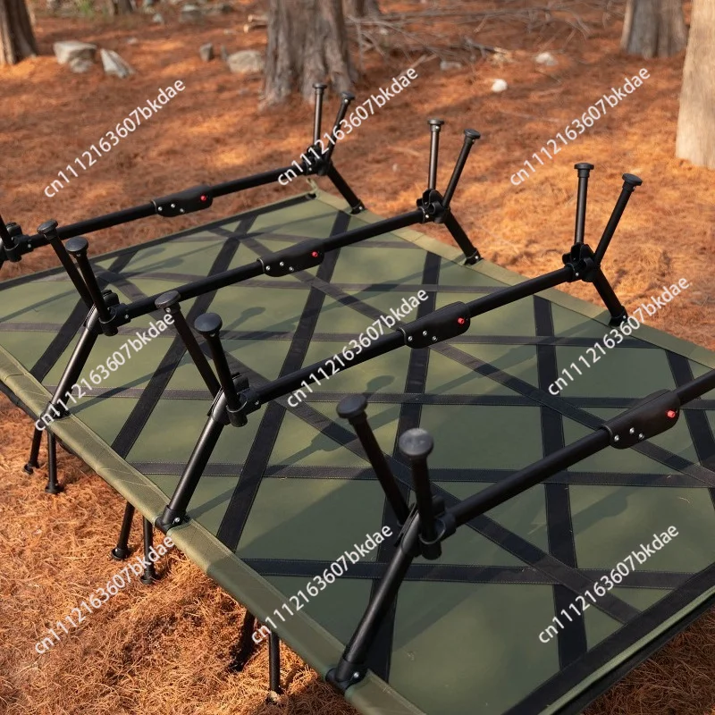 Adjustable Height Folding Outdoor Double Bed Portable Wide Camping Sleeping Bed For Travel Beach Home Rest Nap Guest Lounger