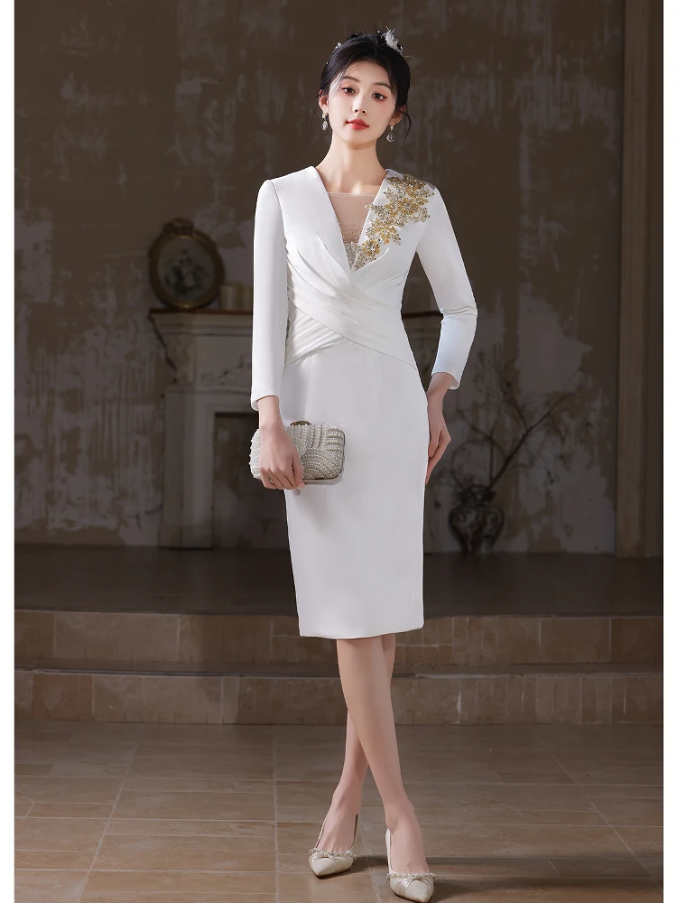 

Ele Evening Gown Women's Host Stage Performance Vocal Solo Art Exam Tailored Fi Tail Skirt Small Size Speech Cetitio...