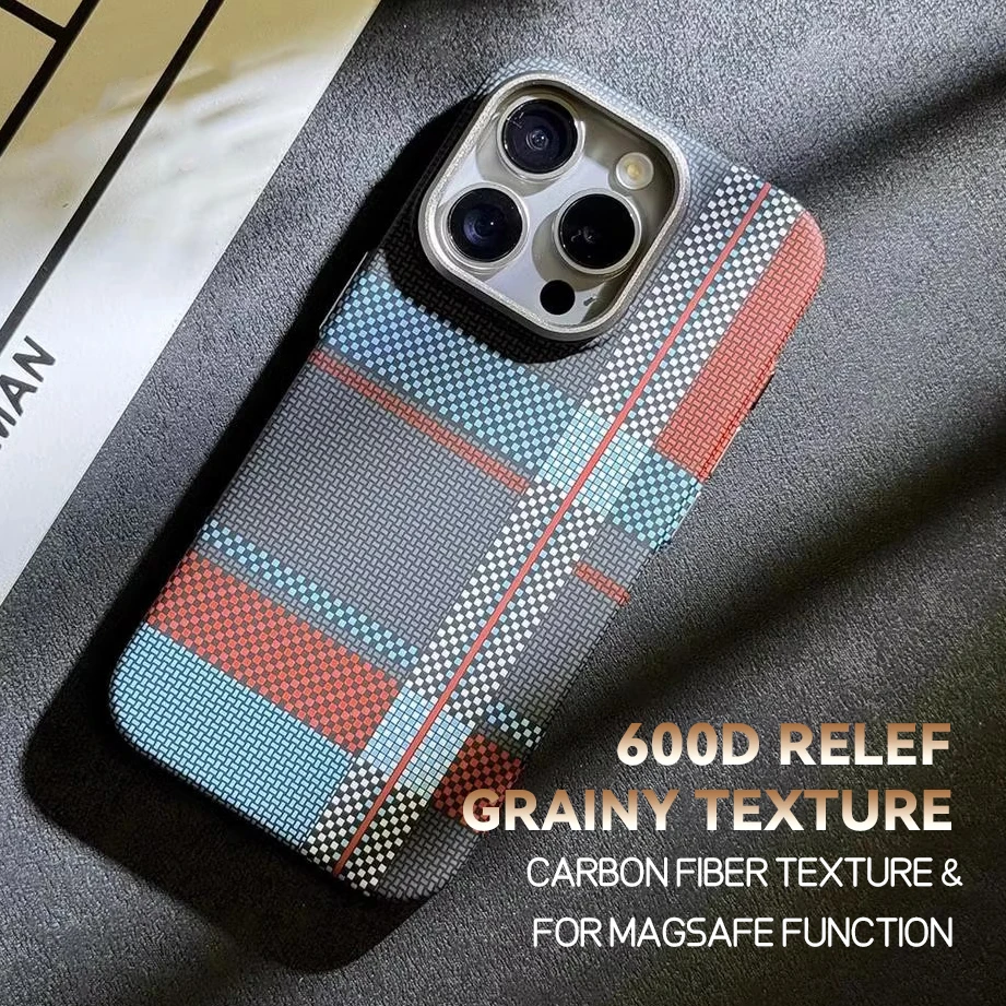 Magnetic Hit Color Carbon Fibre For MagSafe Wireless Charge Case for iPhone 12 13 14 15 16 Pro Max Alloy Lens Slim Hard PC Cover