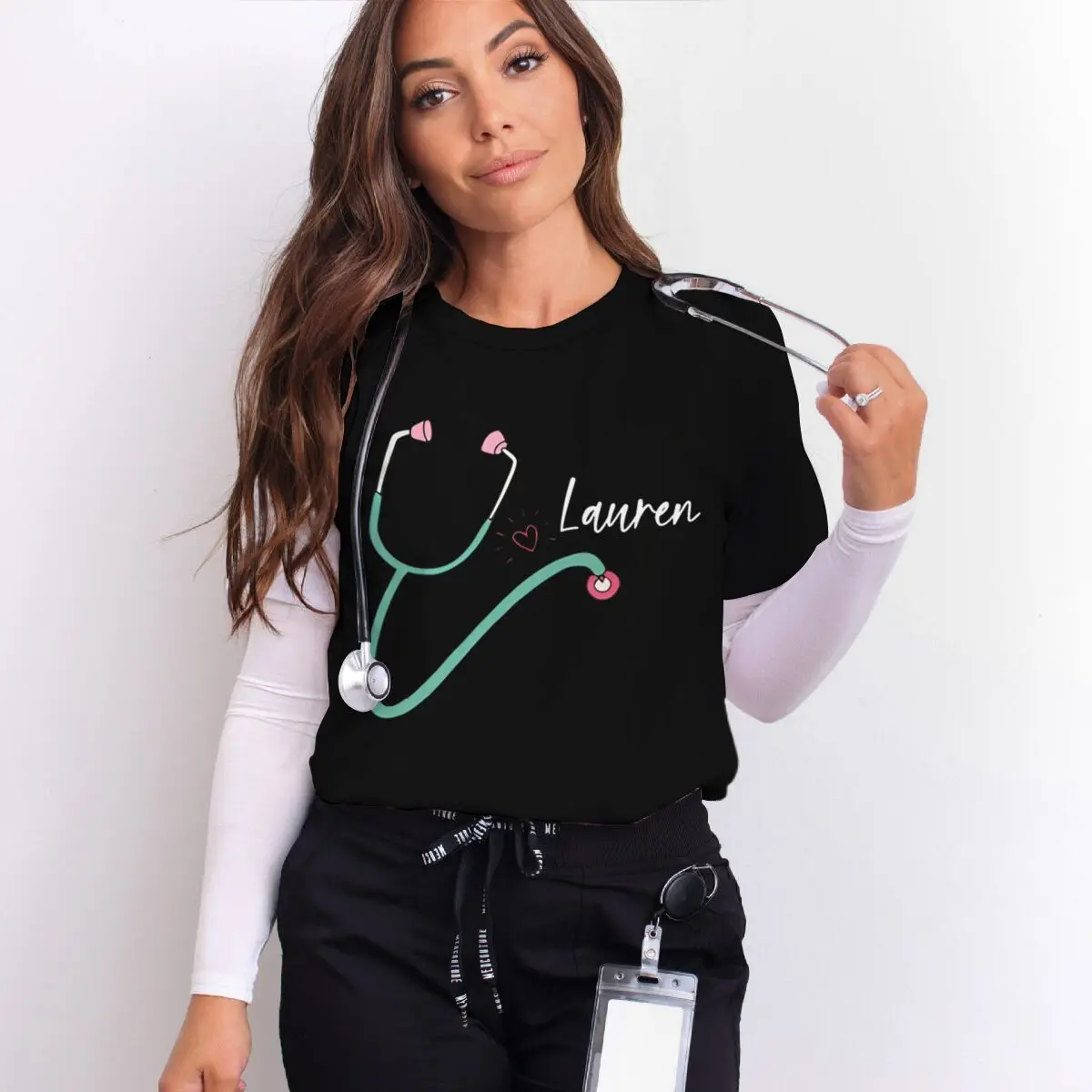 Diy Name Nurse T-shirts Women Men Short Sleeve Casual Nurse Y2K Tops Vintage Stethoscope Unisex Tshirts Gifts