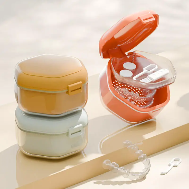 

1Pc Orthodontic Retainer Braces Storage Soaking Box Invisible Teeth Denture Cleaning Tooth Storage Container Sealed Case